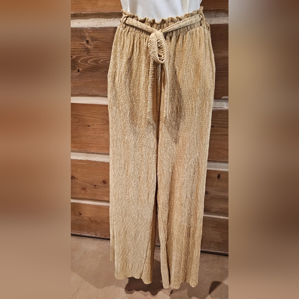LulaRoe Dianne Wide Leg Paper Bag Pants Gold Size Extra Large